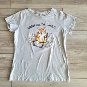 Gray and Orange Short Sleeve Fox Graphic Tee